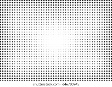 Abstract halftone dotted background. Monochrome pattern with stars.  Vector modern futuristic texture for posters, sites, business cards, postcards, labels and stickers. Design mock-up layout.