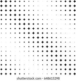 Abstract halftone dotted background. Monochrome pattern with stars.  Vector modern futuristic texture for posters, sites, business cards, postcards, labels, cover, stickers. Design mock-up layout.