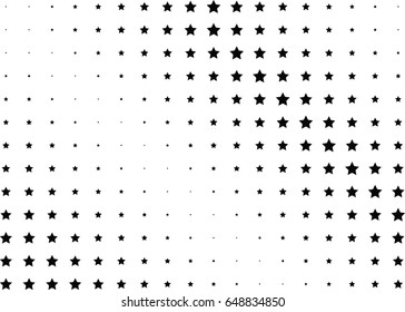 Abstract halftone dotted background. Monochrome pattern with stars.  Vector modern futuristic texture for posters, sites, business cards, postcards, labels, cover, stickers. Design mock-up layout.