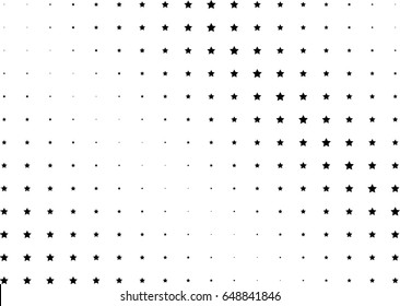 Abstract halftone dotted background. Monochrome pattern with stars.  Vector modern futuristic texture for posters, sites, business cards, postcards, labels, cover, stickers. Design mock-up layout.