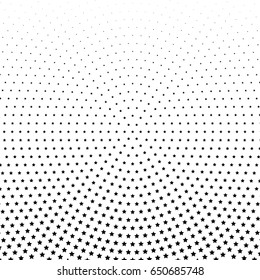 Abstract halftone dotted background. Monochrome pattern with stars.  Vector modern futuristic texture for posters, sites, business cards, postcards, labels, cover, stickers. Design mock-up layout.