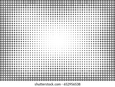 Abstract halftone dotted background. Monochrome pattern with dot, torus, circles.  Vector modern futuristic texture for poster, site, business card, postcard, interior design, label, cover, sticker