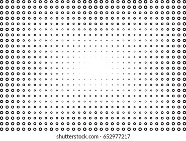 Abstract halftone dotted background. Monochrome pattern with dot, torus, circles.  Vector modern futuristic texture for poster, site, business card, postcard, interior design, label, cover, sticker
