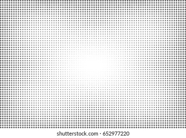 Abstract halftone dotted background. Monochrome pattern with dot, torus, circles.  Vector modern futuristic texture for poster, site, business card, postcard, interior design, label, cover, sticker