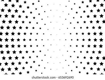 Abstract halftone dotted background. Monochrome pattern with stars.  Vector modern futuristic texture for posters, sites, business cards, postcards, labels and stickers. Design mock-up layout.