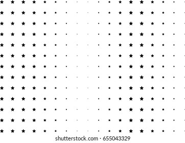 Abstract halftone dotted background. Monochrome pattern with stars.  Vector modern pop art texture for posters, sites, business cards, postcards, labels, cover, stickers. Design mock-up layout.