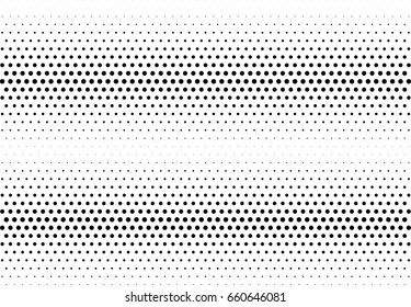 Antecedentes abstractos de medio tono. Patrón monocromo con punto y círculos.  Textura moderna de arte pop vectorial para carteles, sitios, tarjetas de visita, postales de portada, diseño interior, etiquetas, pegatinas