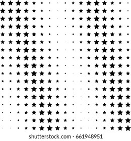 Abstract halftone dotted background. Monochrome pattern with stars.  Vector modern pop art texture for posters, sites, business cards, postcards, labels, cover, stickers. Design mock-up layout.