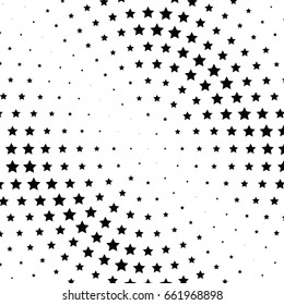 Abstract halftone dotted background. Monochrome pattern with stars.  Vector modern pop art texture for posters, sites, business cards, postcards, labels, cover, stickers. Design mock-up layout