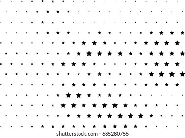 Abstract halftone dotted background. Monochrome futuristic grunge pattern, stars.  Vector modern optical pop art texture for posters, site, postcard, cover, labels, vintage sticker, mock-up layout.