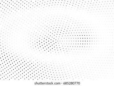 Abstract halftone dotted background. Monochrome futuristic grunge pattern, stars.  Vector modern optical pop art texture for posters, site, postcard, cover, labels, vintage sticker, mock-up layout.