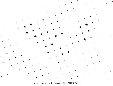 Abstract halftone dotted background. Monochrome futuristic grunge pattern, stars.  Vector modern optical pop art texture for posters, site, postcard, cover, labels, vintage sticker, mock-up layout.