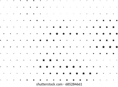 Abstract halftone dotted background. Monochrome futuristic grunge pattern, stars.  Vector modern optical pop art texture for posters, site, postcard, cover, labels, vintage sticker, mock-up layout.