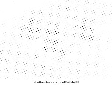 Abstract halftone dotted background. Monochrome futuristic grunge pattern, stars.  Vector modern optical pop art texture for posters, site, postcard, cover, labels, vintage sticker, mock-up layout.