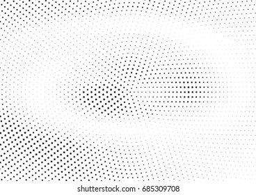 Abstract halftone dotted background. Monochrome futuristic grunge pattern, stars.  Vector modern optical pop art texture for posters, site, postcard, cover, labels, vintage sticker, mock-up layout.