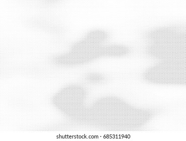 Abstract halftone dotted background. Monochrome futuristic grunge pattern, stars.  Vector modern optical pop art texture for posters, site, postcard, cover, labels, vintage sticker, mock-up layout.