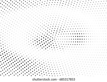 Abstract halftone dotted background. Monochrome futuristic grunge pattern, stars.  Vector modern optical pop art texture for posters, site, postcard, cover, labels, vintage sticker, mock-up layout.
