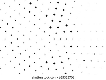 Abstract halftone dotted background. Monochrome futuristic grunge pattern, stars.  Vector modern optical pop art texture for posters, site, postcard, cover, labels, vintage sticker, mock-up layout.