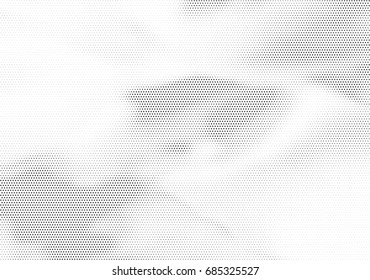 Abstract halftone dotted background. Monochrome futuristic grunge pattern, stars.  Vector modern optical pop art texture for posters, site, postcard, cover, labels, vintage sticker, mock-up layout.