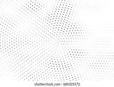Abstract halftone dotted background. Monochrome futuristic grunge pattern, stars.  Vector modern optical pop art texture for posters, site, postcard, cover, labels, vintage sticker, mock-up layout.