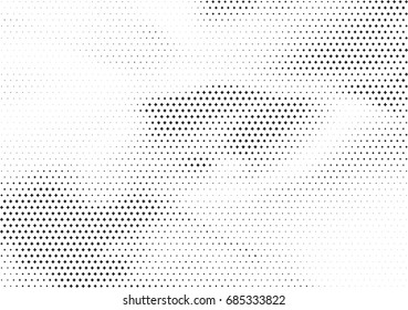 Abstract halftone dotted background. Monochrome futuristic grunge pattern, stars.  Vector modern optical pop art texture for posters, site, postcard, cover, labels, vintage sticker, mock-up layout.