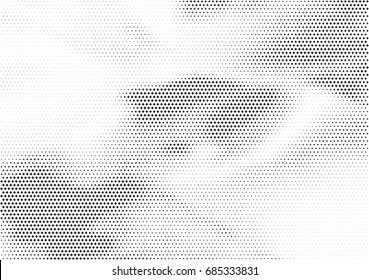 Abstract halftone dotted background. Monochrome futuristic grunge pattern, stars.  Vector modern optical pop art texture for posters, site, postcard, cover, labels, vintage sticker, mock-up layout.