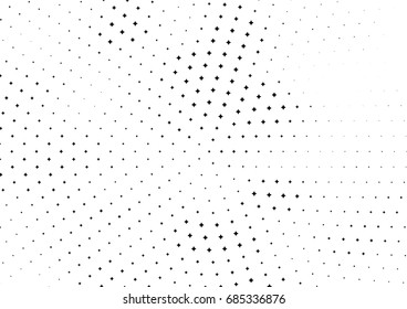 Abstract halftone dotted background. Monochrome futuristic grunge pattern, stars.  Vector modern optical pop art texture for posters, site, postcard, cover, labels, vintage sticker, mock-up layout.