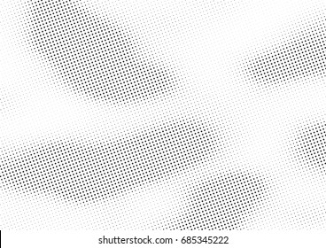Abstract halftone dotted background. Monochrome futuristic grunge pattern, stars.  Vector modern optical pop art texture for posters, site, postcard, cover, labels, vintage sticker, mock-up layout.