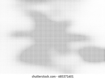 Abstract halftone dotted background. Monochrome futuristic grunge pattern, stars.  Vector modern optical pop art texture for posters, site, postcard, cover, labels, vintage sticker, mock-up layout.