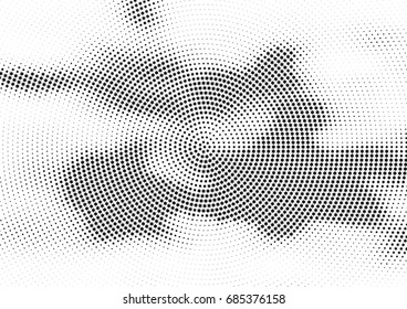 Abstract halftone dotted background. Monochrome futuristic grunge pattern, stars.  Vector modern optical pop art texture for posters, site, postcard, cover, labels, vintage sticker, mock-up layout.