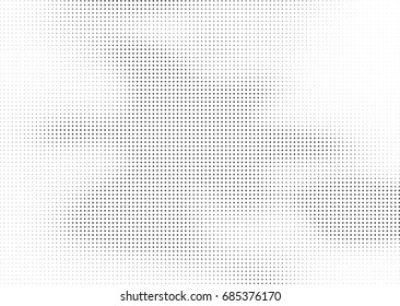 Abstract halftone dotted background. Monochrome futuristic grunge pattern, stars.  Vector modern optical pop art texture for posters, site, postcard, cover, labels, vintage sticker, mock-up layout.