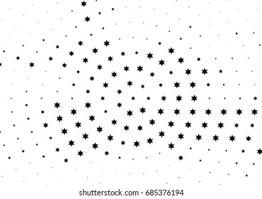 Abstract halftone dotted background. Monochrome futuristic grunge pattern, stars.  Vector modern optical pop art texture for posters, site, postcard, cover, labels, vintage sticker, mock-up layout.