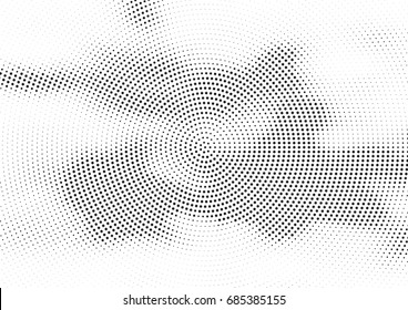 Abstract halftone dotted background. Monochrome futuristic grunge pattern, stars.  Vector modern optical pop art texture for posters, site, postcard, cover, labels, vintage sticker, mock-up layout.