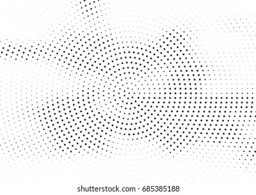 Abstract halftone dotted background. Monochrome futuristic grunge pattern, stars.  Vector modern optical pop art texture for posters, site, postcard, cover, labels, vintage sticker, mock-up layout.