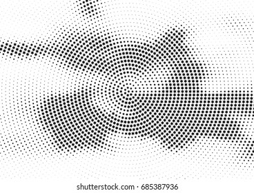 Abstract halftone dotted background. Monochrome futuristic grunge pattern, stars.  Vector modern optical pop art texture for posters, site, postcard, cover, labels, vintage sticker, mock-up layout.