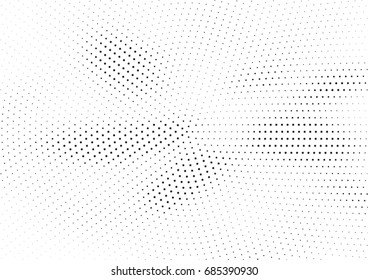 Abstract halftone dotted background. Monochrome futuristic grunge pattern, stars.  Vector modern optical pop art texture for posters, site, postcard, cover, labels, vintage sticker, mock-up layout.