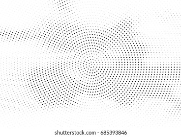 Abstract halftone dotted background. Monochrome futuristic grunge pattern, stars.  Vector modern optical pop art texture for posters, site, postcard, cover, labels, vintage sticker, mock-up layout.