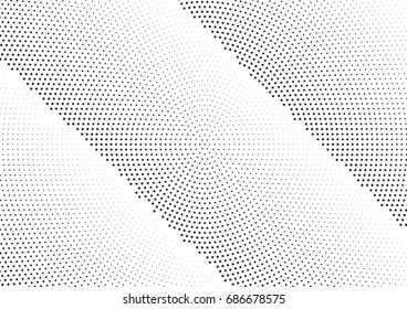 Abstract halftone dotted background. Monochrome futuristic grunge pattern, stars.  Vector modern optical pop art texture for posters, site, postcard, cover, labels, vintage sticker, mock-up layout.