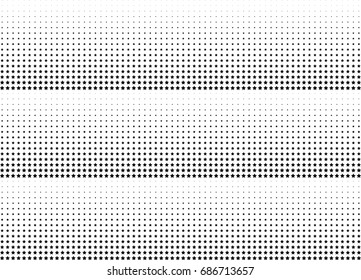 Abstract halftone dotted background. Monochrome futuristic grunge pattern, stars.  Vector modern optical pop art texture for posters, site, postcard, cover, labels, vintage sticker, mock-up layout.