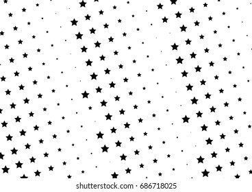 Abstract halftone dotted background. Monochrome futuristic grunge pattern, stars.  Vector modern optical pop art texture for posters, site, postcard, cover, labels, vintage sticker, mock-up layout.