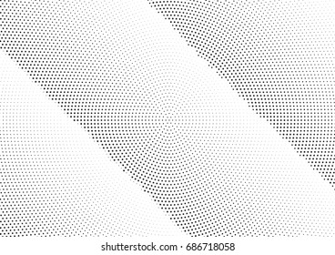 Abstract halftone dotted background. Monochrome futuristic grunge pattern, stars.  Vector modern optical pop art texture for posters, site, postcard, cover, labels, vintage sticker, mock-up layout.