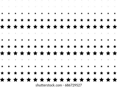 Abstract halftone dotted background. Monochrome futuristic grunge pattern, stars.  Vector modern optical pop art texture for posters, site, postcard, cover, labels, vintage sticker, mock-up layout.
