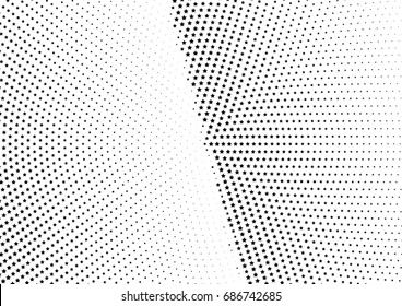 Abstract halftone dotted background. Monochrome futuristic grunge pattern, stars.  Vector modern optical pop art texture for posters, site, postcard, cover, labels, vintage sticker, mock-up layout.