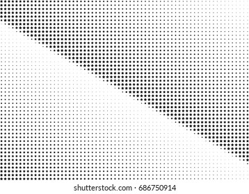 Abstract halftone dotted background. Monochrome futuristic grunge pattern, stars.  Vector modern optical pop art texture for posters, site, postcard, cover, labels, vintage sticker, mock-up layout.