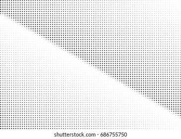 Abstract halftone dotted background. Monochrome futuristic grunge pattern, stars.  Vector modern optical pop art texture for posters, site, postcard, cover, labels, vintage sticker, mock-up layout.