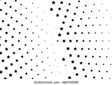 Abstract halftone dotted background. Monochrome futuristic grunge pattern, stars.  Vector modern optical pop art texture for posters, site, postcard, cover, labels, vintage sticker, mock-up layout.