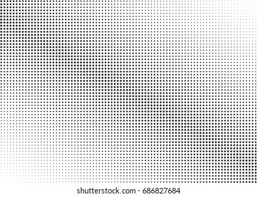 Abstract halftone dotted background. Monochrome futuristic grunge pattern, stars.  Vector modern optical pop art texture for posters, site, postcard, cover, labels, vintage sticker, mock-up layout.