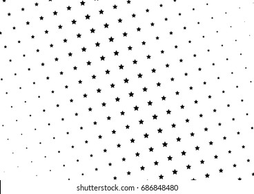 Abstract halftone dotted background. Monochrome futuristic grunge pattern, stars.  Vector modern optical pop art texture for posters, site, postcard, cover, labels, vintage sticker, mock-up layout.