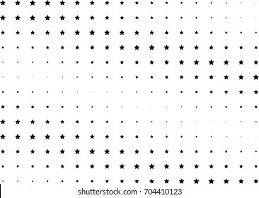 Abstract halftone dotted background. Monochrome futuristic grunge pattern, stars.  Vector modern optical pop art texture for posters, site, postcard, cover, labels, vintage sticker, mock-up layout.