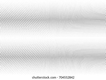 Abstract halftone dotted background. Monochrome futuristic grunge pattern, stars.  Vector modern optical pop art texture for posters, site, postcard, cover, labels, vintage sticker, mock-up layout.